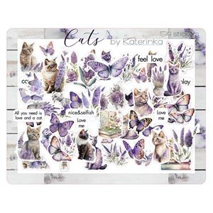 برچسب کاترینکا طرح برش خورده بولت ژورنال و اسکرپ بوک مدل Cats بسته 54 عددی -