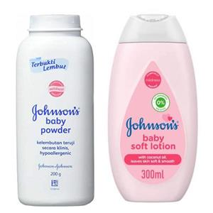 پودر بچه و لوسیون بدن جانسون مدل babypowder مجموعه 2 عددی