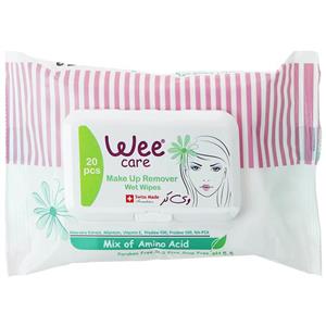دستمال مرطوب وی کر پاک کننده آرایش غنی شده با آمینو اسید 20 عددی Wee Care Mix Of Amino Acid Makeup Remover Wet  Wipes 20pcs