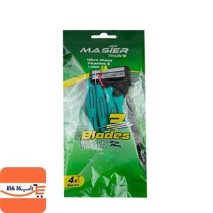 خود تراش مستر شیو سه لبه سبز 4 عددی Master Shave 3Blade Green 4Pcs