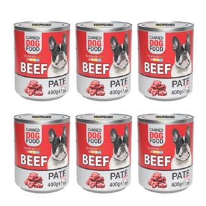 کنسرو سگ شهرپت مدل Beef وزن 400 گرم محموعه 6 عددی