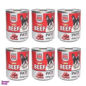 کنسرو سگ شهرپت مدل Beef وزن 400 گرم محموعه 6 عددی