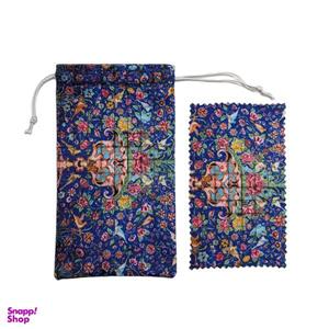 کاور عینک ترمه طراحان ایده مدل کاشی گل و مرغ کد Trm515 به همراه دستمال