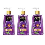 مایع دستشویی اکتیو مدل شفاف violet حجم 450 گرمی بسته 3 عددی