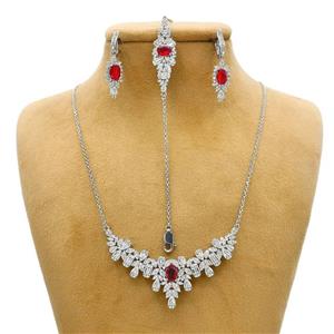 نیم ست نقره زنانه مدل یاقوت کد MRJ1059 -