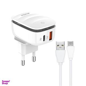 شارژر دیواری 20 وات کینگ استار مدل KW193C PD به همراه کابل USB-C