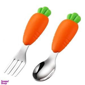 قاشق و چنگال کودک طرح هویج بسته 2 عددی