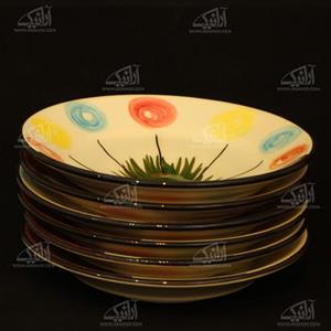 بشقاب سفالی آرانیک ‎‎‎‎نقاشی زیر لعابی رنگ‎ ‎کرمی‎ ‎ ‎‎طرح‎ ‎گل مدل 1000200101 مجموعه 6 عددی