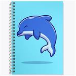دفتر زبان 50 برگ خندالو مدل سه خط طرح حیوانات بامزه دلفین کد 25413