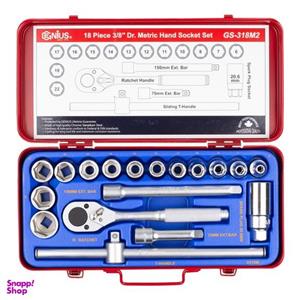 آچار بکس جنیوس تولز مدل GS-318M2 سایز 3/8 اینچ مجموعه 18 عددی