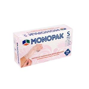 دستکش وینیل مونوپاک مدل 01S سایز اسمال بسته 100 عددی