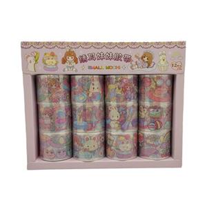 چسب نواری مدل واشی طرح دختر عرض 3 سانتی متر مجموعه 12 عددی