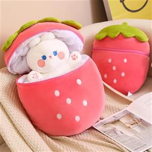 عروسک طرح خرگوش سورپرایزی مدل توت فرنگی کد JM11089 ارتفاع 30 سانتی‌متر