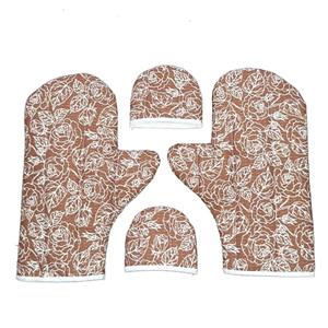 دستگیره و دستکش فر مدل گل و برگ بسته 4 عددی