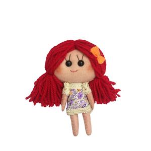 عروسک دختر قرتی مو قرمز ارتفاع 18 سانتی متر 