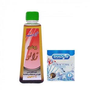 روغن زالو طراوت مدل 01 حجم 50 میلی لیتر به همراه کاندوم شادو مدل Antibacterial بسته 3 عددی 