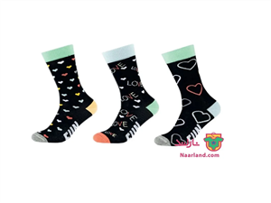 پک ۳ عددی جوراب FUN SOCKS آلمان طرح قلبی مشکی کد 0.156