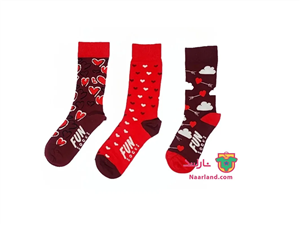 پک ۳ عددی جوراب FUN SOCKS آلمان طرح قلبی قرمز کد 0.162