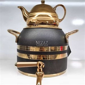 ست کتری و قوری نزاز مدل استیل طرح ترک