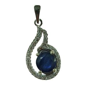 آویز گردنبند نقره زنانه سلین کالا مدل یاقوت کبود کد 76