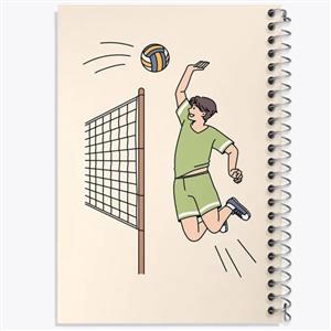 دفتر زبان 50 برگ خندالو مدل دو خط طرح والیبال Volleyball کد 26408