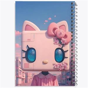 دفتر زبان 50 برگ خندالو مدل دو خط طرح هلو کیتی Hello Kitty کد 2467