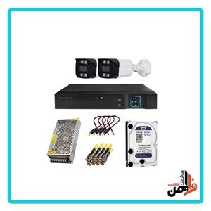 پک دستگاه ۸ کانال همراه با ۲ عدد دوربین وارم لایتهارد ۵۰۰ گیگابایت بنفشاتصالات کامل