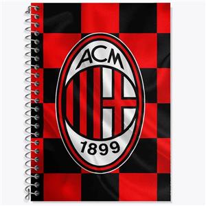 دفتر زبان 50 برگ خندالو مدل دو خط طرح باشگاه آث میلان A.C. Milan کد 2029