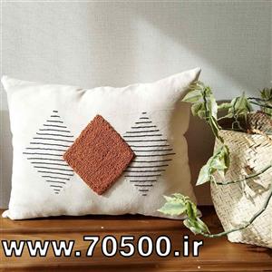کوسن مبل پانچ دوزی طرح لوزی دارچینی کد 22077