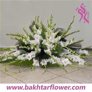 سبد گل ترحیم با گلایول سفید bakhtar-1078 