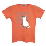 تی شرت بچگانه مدل گربه نوشته رنگ نارنجی