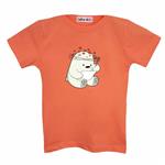 تی شرت  آستین کوتاه بچگانه مدل خرس کله فندقی کد 3 رنگ گلبهی