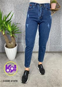 شلوار مام فیت آبی سرمه ای قد92