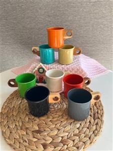 ماگ لعابی دسته چوبی- 250 سی سی