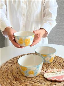 کاسه سوپ خوری پاشاهوم- طرح 4 گل- طرح آبی