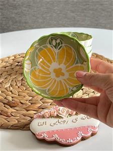 کاسه ترشی خوری پاشاهوم- طرح 4 گل- طرح سبز