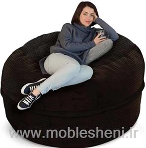 مبل شنی تک‌نفره گرد پارچه مخمل ضخیم مشکی