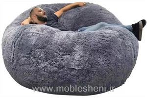 مبل شنی،بین بگ خیلی بزرگ طوسی مخملی بجای تخت