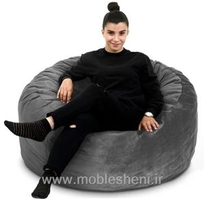 مبل شنی یا بین بگ گرد متوسط مخملی سایز ۱۱۰