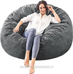 مبل شنی یابین بگ تکنفره بزرگ الیافی مخملی از تولیدی