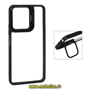 قاب گوشی Redmi 13C - Poco C65 شیائومی اورجینال متال کیس Metal اورجینال CASE PRO طرح پشت طلق شفاف دور سیلیکونی استندشو مشکی کد 29