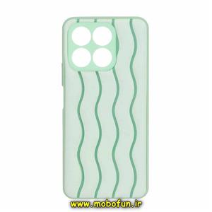 قاب گوشی Honor X8A آنر طرح دار پافر چرمی محافظ لنز دار راه راه سبز روشن کد 104