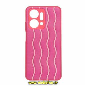 قاب گوشی Honor X7A آنر طرح دار پافر چرمی محافظ لنز دار راه راه صورتی فانتزی کد 65
