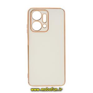 قاب گوشی Honor X7A آنر طرح ژله ای مای کیس گلد لاین دور طلایی محافظ لنز دار سفید کد 56