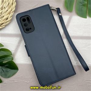 کیف گوشی Poco M3 Pro Redmi Note 10 5G 11 SE شیائومی مگنتی طرح چرم کتابی محافظ لنزدار بند چرمی سرمه ای کد 304 