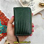 جاکارتی چرم طبیعی آکاردئونی دور زیپ کروکو سبز کد 8