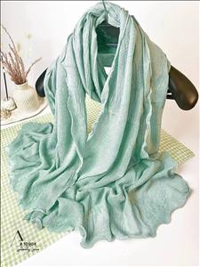 شال نخی پلیسه موجی زارا حاشیه دالبر عروسکی سبز پاستیلی