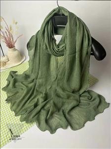 شال نخی پلیسه موجی زارا حاشیه دالبر عروسکی سبز زیتونی
