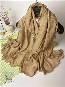 شال نخی پلیسه موجی زارا حاشیه دالبر عروسکی نسکافه ای تیره