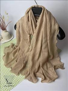 شال نخی پلیسه موجی زارا حاشیه دالبر عروسکی نسکافه ای روشن